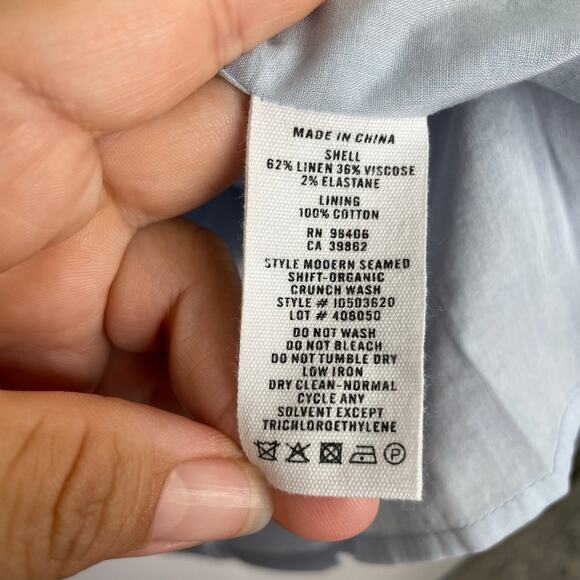 Theory Light Blue Linen Blend Lined Mini Dress Women's Size 10 - Picture 7 of 11